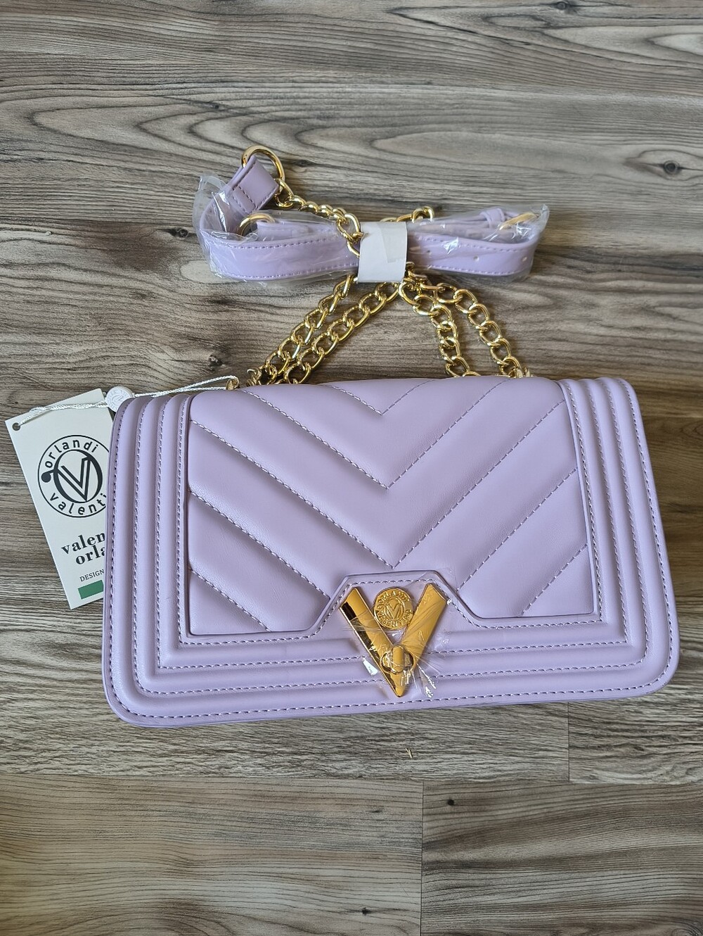Valentino Orlandi Lavender Natasha Quilted Crossbody Bag